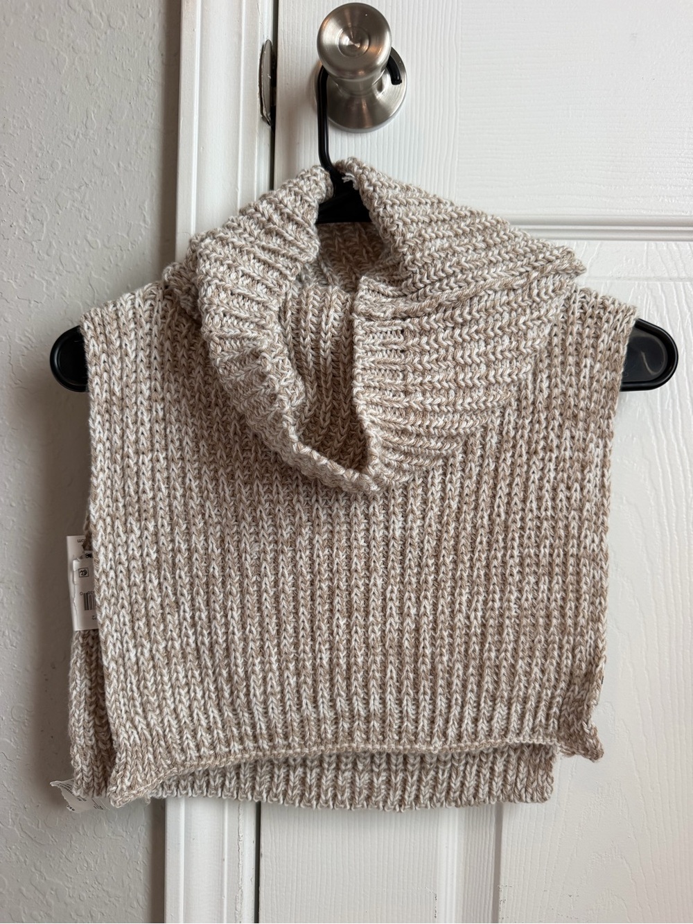 Calvin Klein Neutral Beige Sleeveless Turtleneck Knit Top